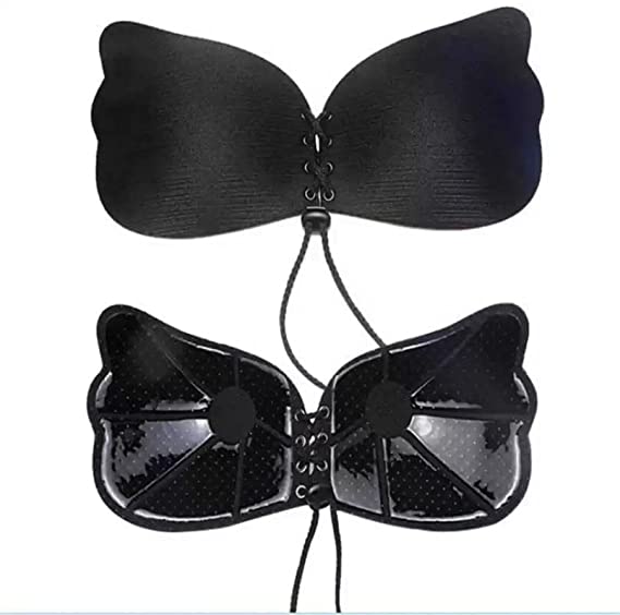 ORENAME Self Adhesive Stick on Backless Invisible Strapless Bra (Pack of  2)(Color : Black)(Size : B)