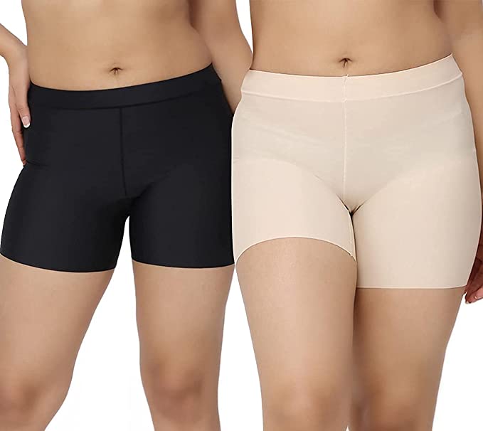 WOMEN SEMLESS COTTON & SPANDEX TRACELESS CYCLING SHORT LADIES UNDERWEAR  BOXER BRIEFS (PACK OF 2)
