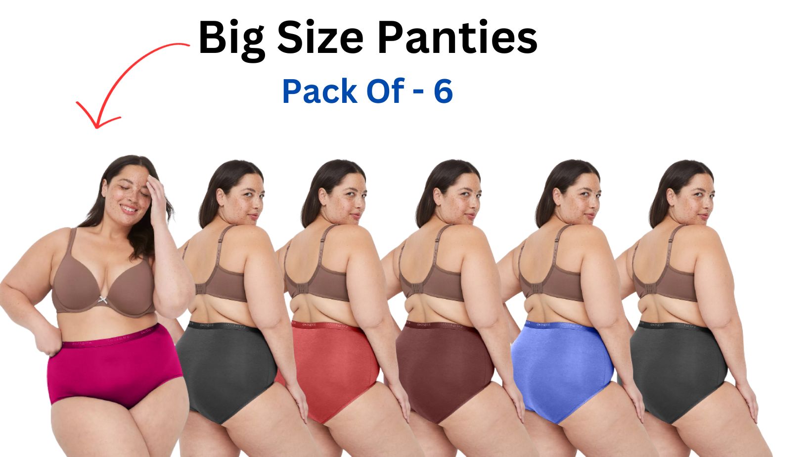 APEXA Plus Size Cotton Panties for Women, High Waist Panty with Full  Coverage, Inside Elastic – No Elastic Exposure to Skin, Plus Size, Pack  of 6